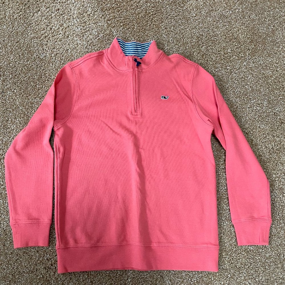 NWOT Unisex Kids L (14-16) coral colored Vineyard Vines 1/4 zip shirt